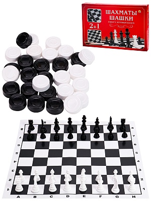 Шахматы, шашки с полями 28,5*28,5см коробка (Арт. ИН-1614)