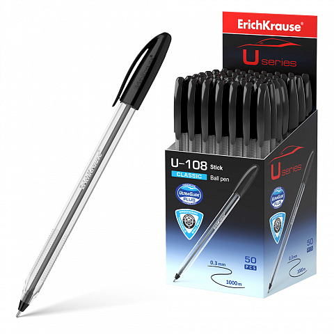 Ручка шариковая 1,0 мм, черная "U-108 Classic Stick" (ErichKrause)