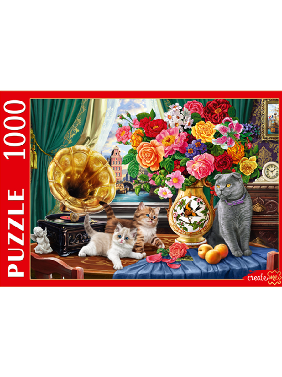 Пазлы 1000 эл. Котики и Голландский натюрморт (Ф1000-0049)