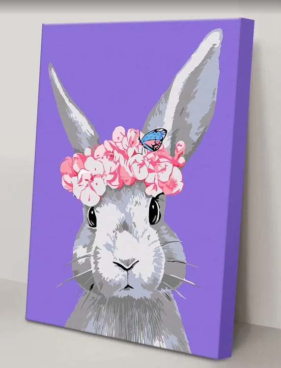 Раскраска на холсте "Кролик с бабочкой" 30х40см (Развивашки)