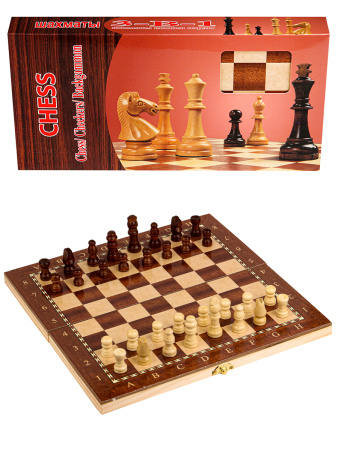 Игра 3в1 нарды, шашки, шахматы 24х12х3см в кор. (Арт. AN02595)