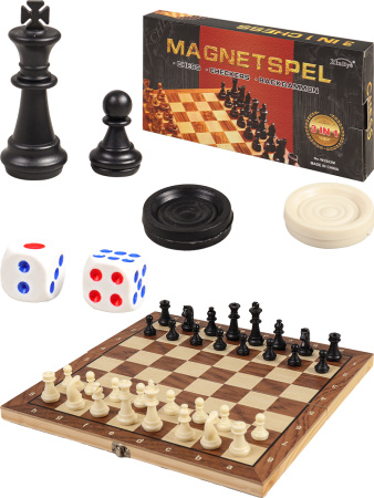 Игра 3в1 Шахматы, шашки, нарды пластиковые на магните 29х14,5см. (арт. И-0141)